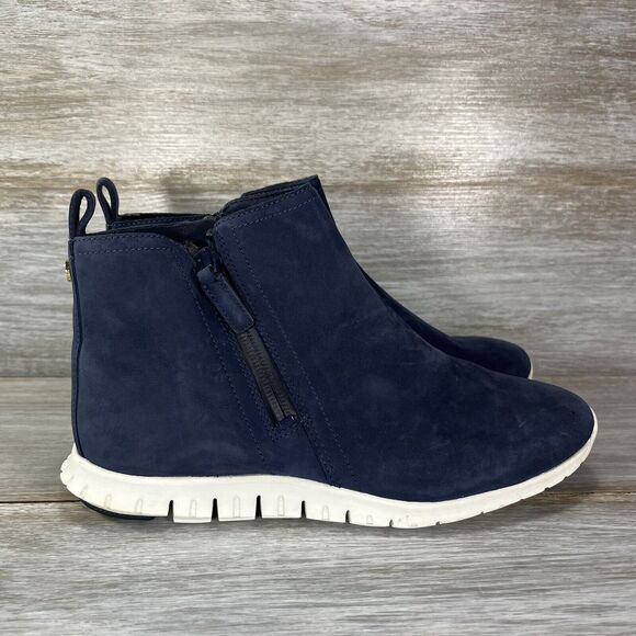 Cole Haan Women's ZeroGrand Blue Leather Waterproof Ankle Booties Size 6 B - Picture 3 of 8